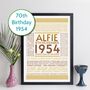 Personalised 70th Birthday Print Year Facts 1954 Gift, thumbnail 9 of 11