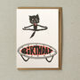Trampolining Cat Happy Birthday Greeting Card, thumbnail 1 of 3