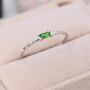 Sterling Silver Emerald Green Baguette Cz Ring, thumbnail 8 of 12