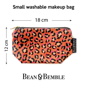 Coral Orange Leopard Print Washable Makeup Bag, 2 of 10