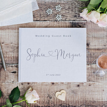 Personalised Modern Heart Design Wedding Guest Book, 3 of 11