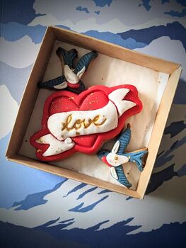 Love Heart And Swallows Tatoo Inspired Biscuit Gift, 5 of 9