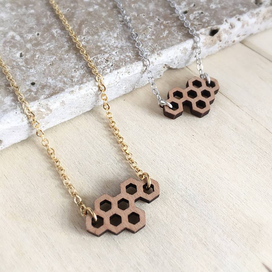 Wooden Honeycomb Necklace By Melissa Morgan Designs