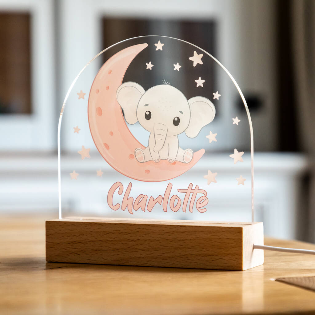 Personalised Baby Elephant Night Light By Mirrorin