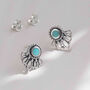 Sterling Silver Ornate Gemstone Stud Earrings, thumbnail 4 of 7