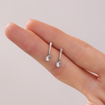 Sterling Silver Spoon Stud Earrings, 2 of 11