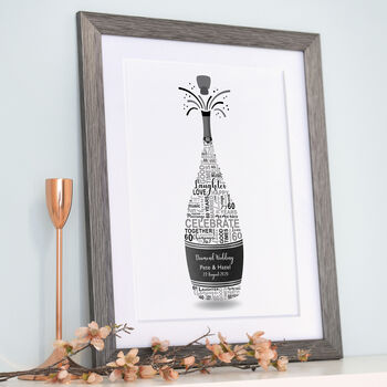 Personalised Diamond Anniversary Champagne Word Art, 2 of 9