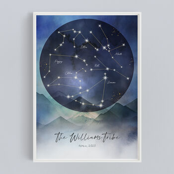 Personalised Family Constellation Mountains Watercolour, 7 of 8