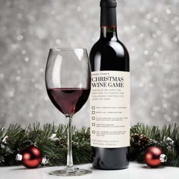 Personalised Fun Family Christmas Game Wine Label, 3 of 4