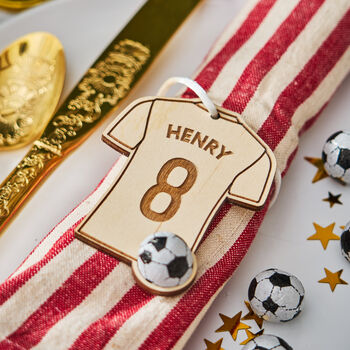 Personalised Football Shirt And Chocolates Place Setting, 2 of 4