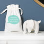 Off White Knitted Elephant Rattle With Personalised Bag, thumbnail 3 of 5