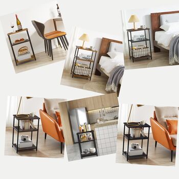 Three Tier Side End Table Nightstand Storage Shelves, 7 of 12