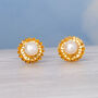 Sunflower Stud Earrings With Pearls, thumbnail 5 of 10