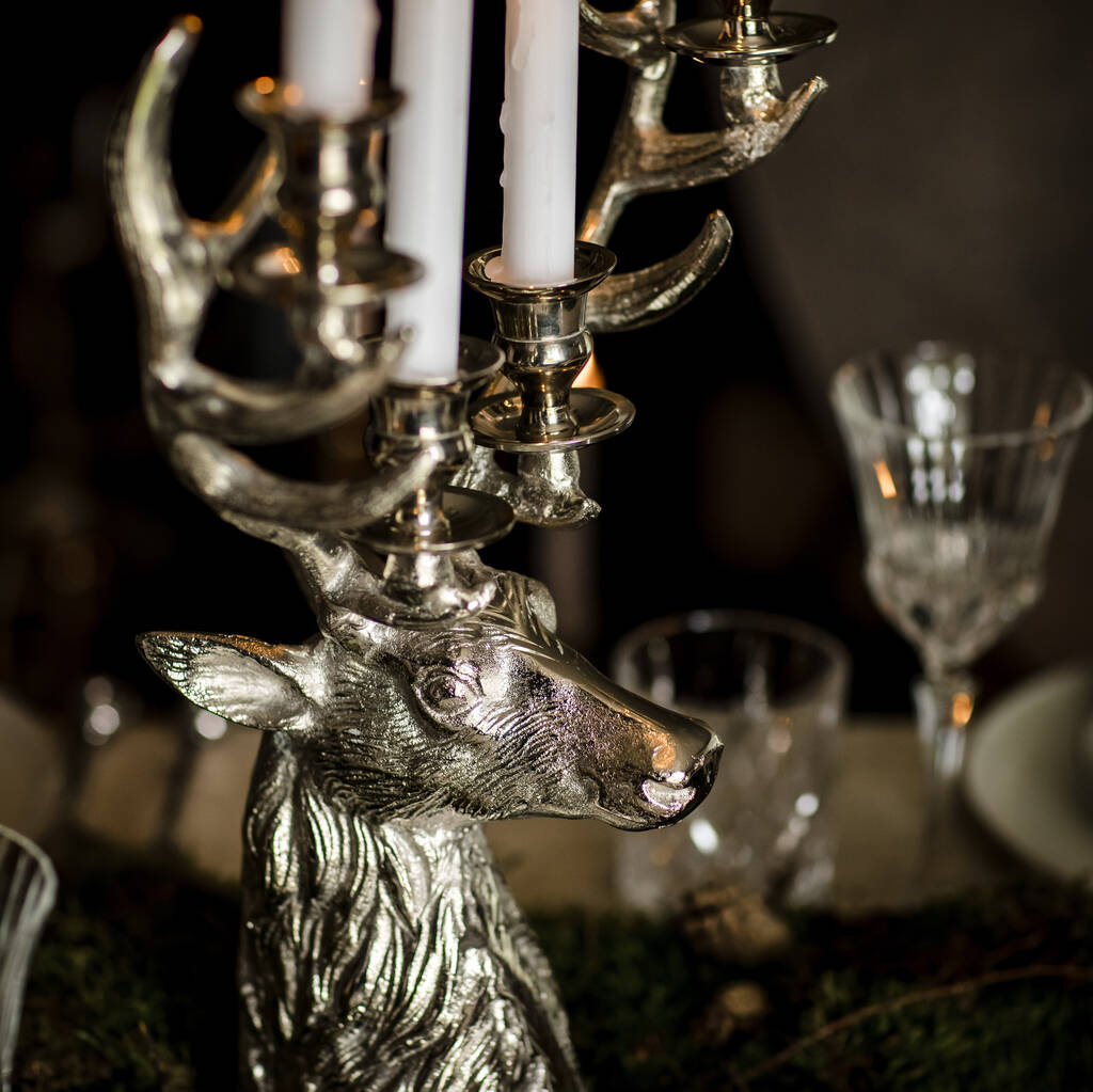 Large Stag Pillar Candle Holder By Marquis & Dawe
