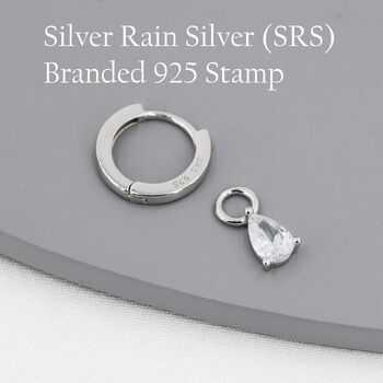 Sterling Silver Pear Cut Cz Droplet Hoop Earrings, 8 of 12