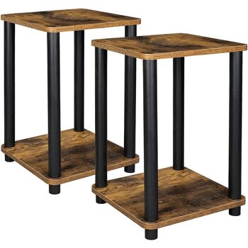 Set Of Two – Two Tier End Side Table With Storage Shelf, 3 of 8