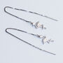 Sterling Silver Geometric Flamingo Threader Earrings, thumbnail 2 of 5