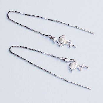 Sterling Silver Geometric Flamingo Threader Earrings, 2 of 5