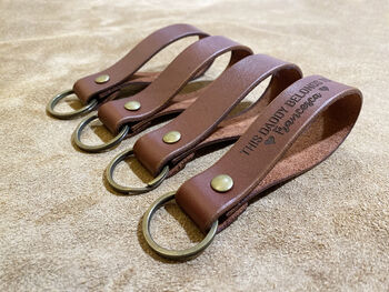 Personalised Genuine Leather Tray And Keyring, 9 of 10