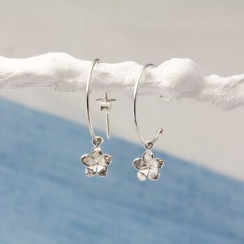 Handmade Sterling Silver Flower Charm Hoop Earrings, 3 of 7