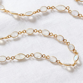 Moonstone 18 K Gold Plated Silver Chain Necklace, 3 of 10