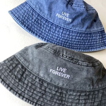 Personalised Slogan Vintage Denim Bucket Hat, 11 of 12