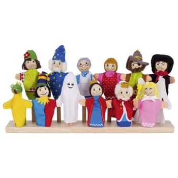 Personalised Wooden Finger Puppet Theatre And Puppets, 8 of 12