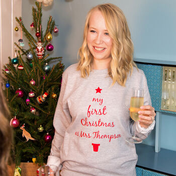 'First Christmas As Mrs' Personalised Christmas Jumper, 2 of 8