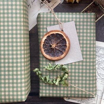 Green Gingham Paper Fibre Wrapping Paper, 7 of 12