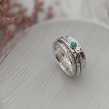 Personalised Silver And Turquoise Spinner Ring, 4 of 10