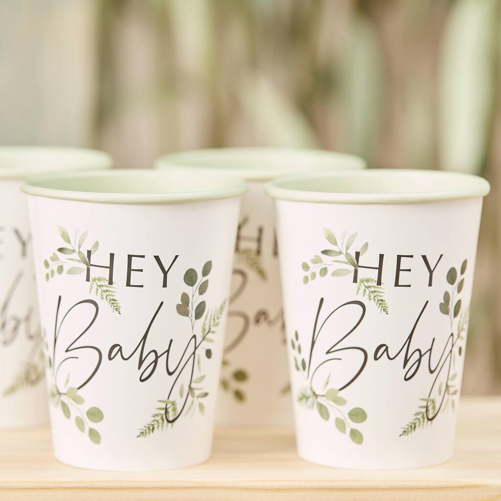 Botanical Hey Baby Shower Cups, 1 of 2