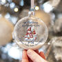 1st Christmas As A Family New Baby Snowman Glitter Glass Bauble, thumbnail 3 of 4