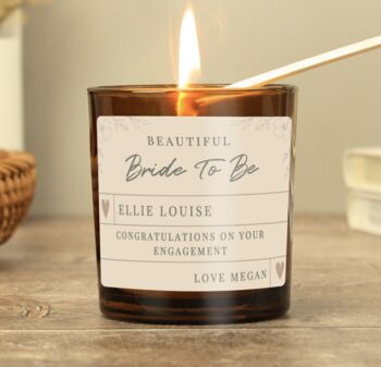 Personalised Wedding Party Amber Glass Candle, 3 of 4