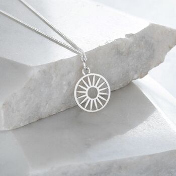 Wagon Wheel Token Charm Necklace Sterling Silver, 2 of 9