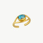 Aqua Swirl Elegance Turquoise Gold Wave Ring, thumbnail 1 of 5