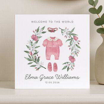 New Baby Girl Congratulations Card Personalised, 7 of 8