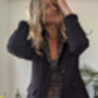 Black Tailored Stretch Contrast Trim Blazer Medina, thumbnail 2 of 12