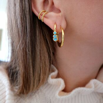 Turquoise Drop Hoop Earrings, 3 of 8