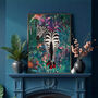 Zebra In Heels In Tropical Flower Jungle Wall Art Print, thumbnail 1 of 8