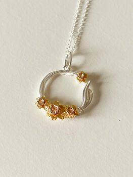 Sterling Silver And 18ct Gold Daffodil Pendant Necklace, 3 of 7