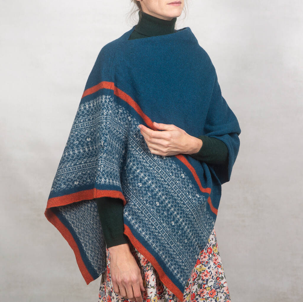 Knitted Fair Isle Poncho By Suzie Lee Knitwear ...