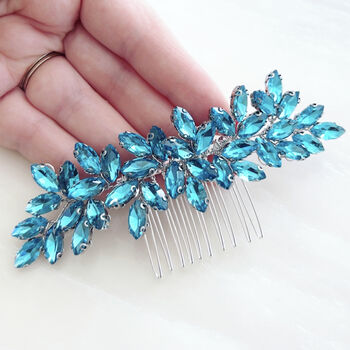 Vibrant Blue Crystal Hair Comb, 2 of 3
