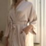 Champagne Pink Long Satin Bridal Robe, thumbnail 2 of 4