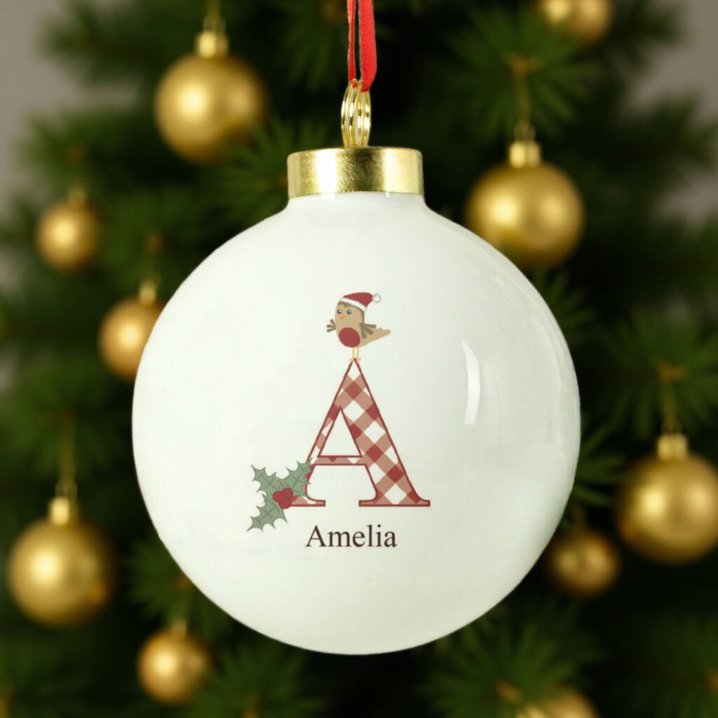 Personalised Initial Little Robin Bauble, 1 of 6