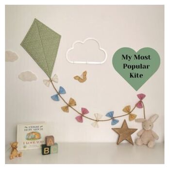 Mint Green Neutral Nursery Decoration, Baby Room Wall Kite, 5 of 11