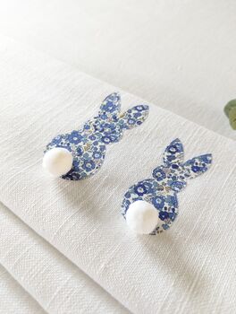 Blue Floral Applique Bunnies Blackout Roman Blind, 3 of 3