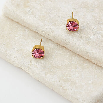 Pink Swarovski Crystal Stud Earrings, 4 of 6