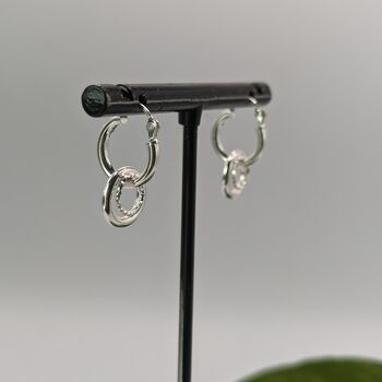 Duo Sterling Silver Huggie Hoop Earrings, 4 of 4