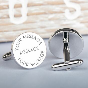 Personalised Any Message And Time Silver Cufflinks, 2 of 4