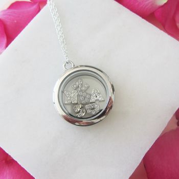 Initial And Birthstone Glass Locket Necklace, 3 of 4